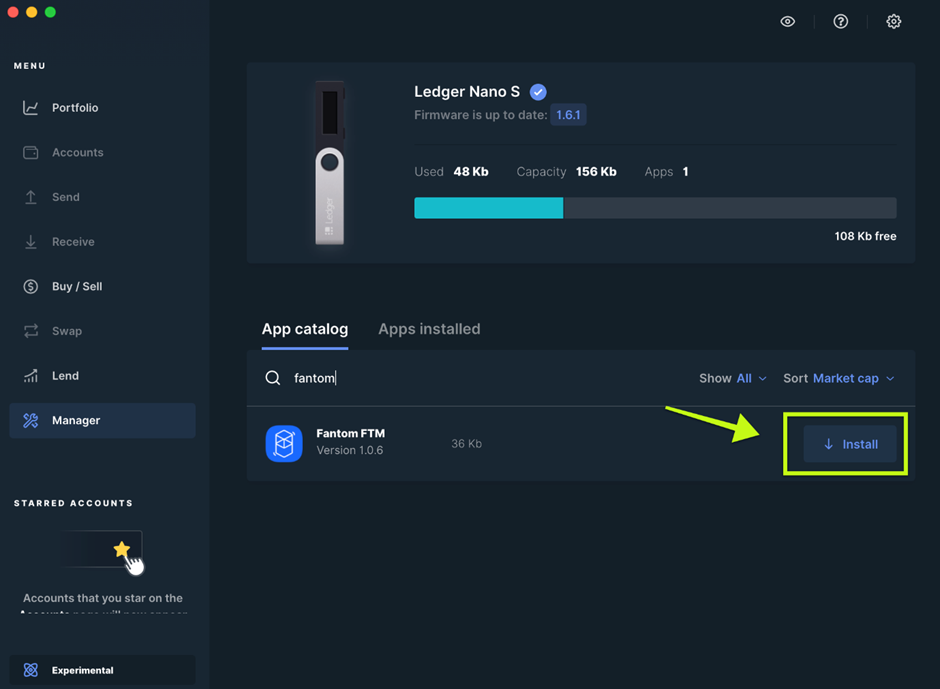 Step 4 - Set Up Fantom On Ledger Live